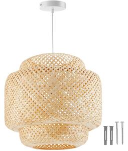 Stropné svietidlo Lignea Lux z bambusu,v boho štýle,40W - hnedá