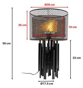 Kare stolová lampa Coachella Glam, čierna/zlatá, 59 cm, E27, Čierna, Obývacia izba / jedáleň, kov, Dizajn, Stolová lampa