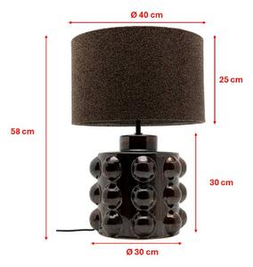 Kare stolová lampa Calamaro, hnedá, porcelán, 58 cm, E27, Hnedá / hrdzavá, Obývacia izba / jedáleň, Keramický, Dizajn, Stolová lampa