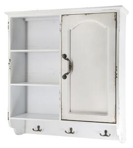 Krémová antik nástenná drevená skrinka s dvierkami Chantal - 56*19*61 cm - Chic Antique