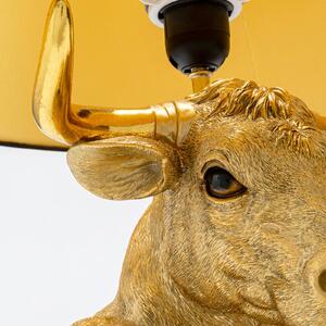 Kare stolová lampa Boxer Bull, čierna/zlatá, 53 cm, E27, Mosadz / zlato, Obývacia izba / jedáleň, Plast, Dizajn, Stolová lampa