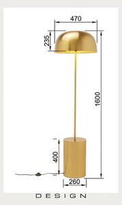 Kare stojacia lampa Loungy, zlatá, kov, 160 cm, E27, Mosadz / zlato, Obývacia izba / jedáleň, kov, Dizajn, Stojaca lampa