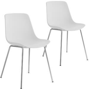 Plastové stoličky Mave, ergonomické, 120 kg - biela/chromová, Sada 2 ks