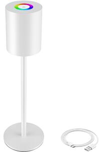 Retro stolová lampa Corly, LED, 7 svetelných farieb, stmievateľná - biela