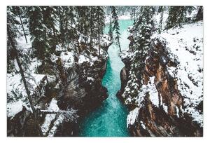 Obraz - horská rieka v zime (90x60 cm)