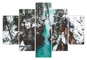 Obraz - horská rieka v zime (150x105 cm)