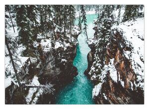 Obraz - horská rieka v zime (70x50 cm)