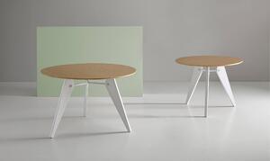 MUZZA Okrúhly stôl nera Ø 100 cm bielo-hnedý