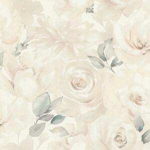 RASCH | Vliesová tapeta na stenu Peonies 582321 | 0,53 x 10,05 m | krémová, béžová, vining ivy