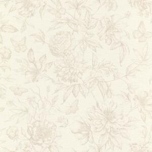 RASCH | Vliesová tapeta na stenu Peonies 793932 | 0,53 x 10,05 m | krémová, šedá