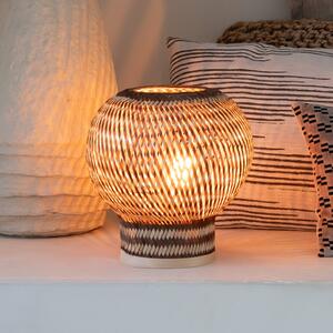 GOOD & MOJO Stolová lampa Barbados, hnedá, Ø 25 cm, bambus, E27, Svetlé drevo, Obývacia izba / jedáleň, Bambus, Stojacie svietidlo