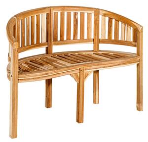 Teaková lavica do záhrady, oblý sedák,120 cm, prírodné drevo