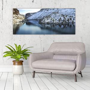 Obraz - zimná krajina s jazerom (120x50 cm)