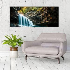Obraz lesného vodopádu (120x50 cm)
