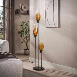 ZIJLSTRA Stojacia lampa Cocoon, sklo, jantárová, 3-pl., 168 cm, Krémová / jantárovo žltá, Obývacia izba / jedáleň, Sklo, Škandinávsky