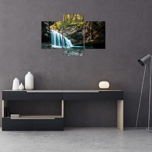 Obraz lesného vodopádu (90x60 cm)
