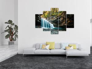 Obraz lesného vodopádu (150x105 cm)
