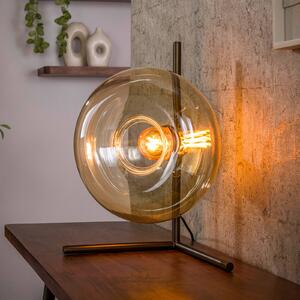 ZIJLSTRA Stolová lampa Soll, jantárová, sklo, Ø 27 cm, 1-pl., Krémová / jantárovo žltá, Obývacia izba / jedáleň, Sklo, Moderný, Stojacie svietidlo