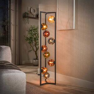 ZIJLSTRA Stojacia lampa Stellar, čierna, sklo, 9-pl., 150 cm, Viacfarebné, Obývacia izba / jedáleň, Sklo, Škandinávsky