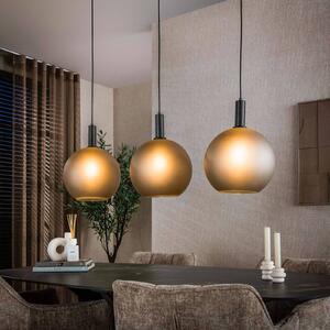ZIJLSTRA Závesné svietidlo Bubble, šedé, sklo, 3-pl., 110 cm, Hliník / sivá / zinok, Obývacia izba / jedáleň, Sklo, Škandinávsky, Závesné svietidlo