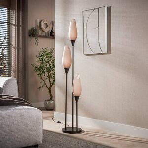 ZIJLSTRA Stojacia lampa Cocoon, sklo, hnedé matné, 3-pl., 168 cm, Hnedá / hrdzavá, Obývacia izba / jedáleň, Sklo, Škandinávsky