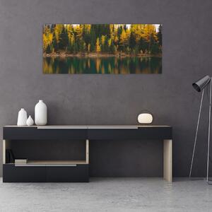 Obraz lesného jazera (120x50 cm)