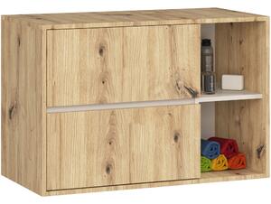 NovýNábytok.sk Kúpelňová skrinka Vambos W90 2SZ 2P (dub artisan + kašmír). Akcia -12%. Vlastná spoľahlivá doprava až k Vám domov. 1152112