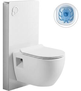CERANO - Kompletný WC set sanitárny splach. modul - biela matná + WC závesné Dure, Rimless + Slim/UF sedátko - biela lesklá - 51x35 cm