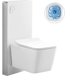 CERANO - Kompletný WC set sanitárny splach. modul - biela matná + WC závesné Forte, Rimless + Slim/UF sedátko - biela lesklá - 51x36 cm