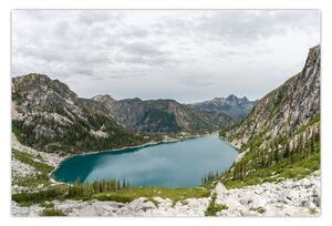 Obraz jazera v horách (90x60 cm)