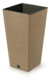 Kvetináč FURU SQUARE ECO WOOD s vložkou 24 c m,hnedý