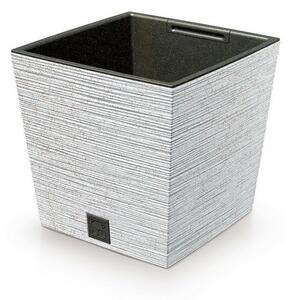 Kvetináč FURU SQUARE LOW ECO WOOD s vložkou m 24cm, biely ECO