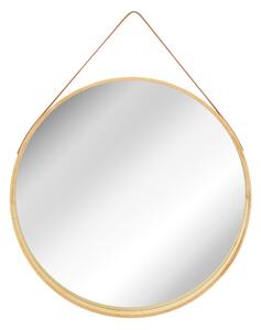 Okrúhle drevené zrkadlo na popruhu LOFT Svetlo hnedé 59 cm