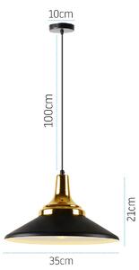 Toolight, závesné kovové stropné svietidlo 1xE27 APP292-1CP, čierna matná-zlatá, OSW-00863
