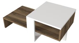 Dizajnový konferenčný stolík Jaivan 80 cm biely / orech