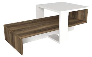 Dizajnový konferenčný stolík Jaivan 80 cm biely / orech