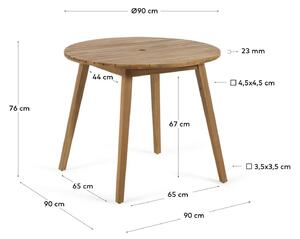 MUZZA Záhradný okrúhly stôl maliv Ø 90 cm prírodný