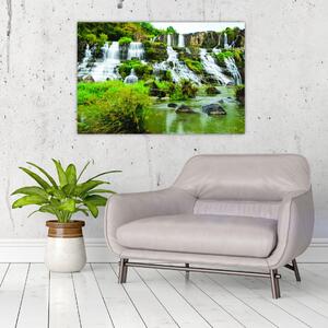 Obraz - vodopády so zeleňou (90x60 cm)