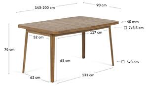 MUZZA Záhradný rozkladací stôl maliv 143 (200) x 90 cm prírodný