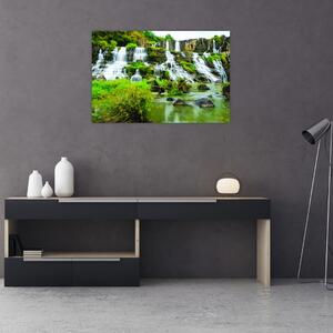Obraz - vodopády so zeleňou (90x60 cm)