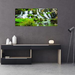 Obraz - vodopády so zeleňou (120x50 cm)