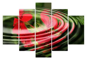 Abstraktný obraz - kvety vo vlnách (150x105 cm)