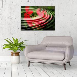 Abstraktný obraz - kvety vo vlnách (70x50 cm)