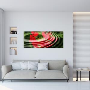 Abstraktný obraz - kvety vo vlnách (120x50 cm)
