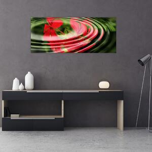 Abstraktný obraz - kvety vo vlnách (120x50 cm)