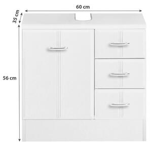 SKRINKA POD UMÝVADLO, biela, biela, 60/56/35 cm Held - Kúpeľňové skrinky, Online Only