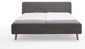 MUZZA Čalúnená posteľ taupe s úložným priestorom 140 x 200 cm menčester sivá