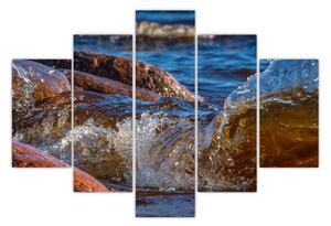 Detailný obraz - voda medzi kameňmi (150x105 cm)