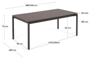 MUZZA Záhradný rozkladací stôl tana 180 (240) x 100 cm čierny