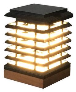 Solárna stolná LED lampa Tekura z teakového dreva